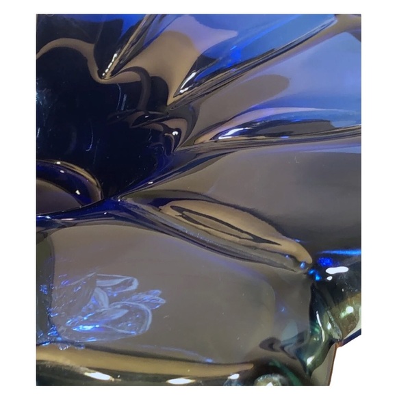 Beautiful Large Italian Glass Compote Floral Design Bowl With Silver Ped… - Picture 4 of 12